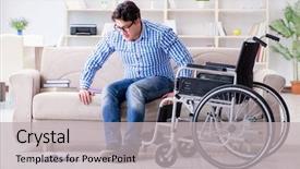  Presentation with disability - Audience pleasing presentation theme consisting of inclusive learning college - young student on wheelchair backdrop and a light gray colored foreground