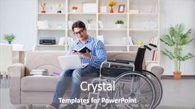  Presentation with disability - Presentation theme enhanced with inclusive learning college - young student on wheelchair background and a gray colored foreground