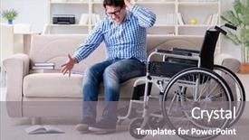  Presentation with disability - PPT theme with inclusive learning college - young student on wheelchair background and a gray colored foreground