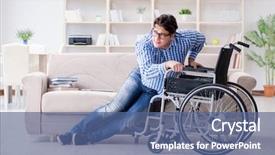  Presentation with disability - Colorful slide set enhanced with inclusive learning college - young student on wheelchair backdrop and a ocean colored foreground