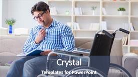  Presentation with disability - Audience pleasing PPT theme consisting of inclusive learning college - young student on wheelchair backdrop and a ocean colored foreground