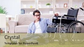  Presentation with young college student diagnosis of sti - Presentation theme with inclusive learning college - young student studying at home background and a  colored foreground