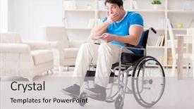  Presentation with adventure sports man - Slides featuring inclusive play - disabled man watching sports background and a  colored foreground