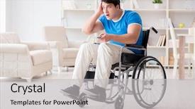  Presentation with adventure sports man - Presentation design with inclusive play - disabled man watching sports background and a  colored foreground