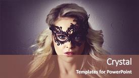  Presentation with face mask - Presentation theme having incognito - portrait of young woman background and a coral colored foreground