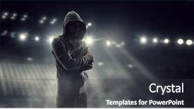  Presentation with spooky - Beautiful presentation design featuring incognito - spooky criminal person backdrop and a dark gray colored foreground