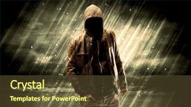  Presentation with rain - Slide deck featuring incognito hooded stalker standing background and a tawny brown colored foreground
