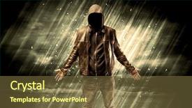  Presentation with scary - Beautiful PPT layouts featuring incognito hooded stalker standing backdrop and a tawny brown colored foreground