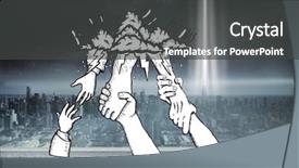  Presentation with helping hands - Cool new theme with income genarated - bankruptcy and debt doodle backdrop and a  colored foreground