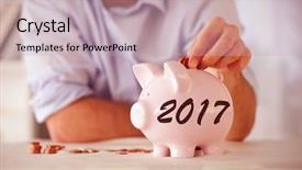  Presentation with lunar new year of the pig - Colorful presentation theme enhanced with income genarated - change being put into piggy backdrop and a soft green colored foreground