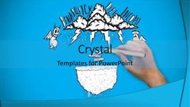  Presentation with hand holding pencil - Slide set having income genarated - hand holding a pencil background and a teal colored foreground