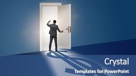  Presentation with casting metal - Slide set with retirement exit - businessman casting shadow in dollar background and a ocean colored foreground