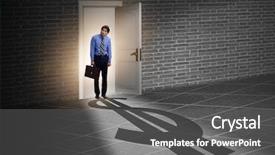  Presentation with shadow - Beautiful PPT theme featuring retirement exit - businessman casting shadow in dollar backdrop and a gray colored foreground