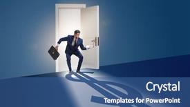  Presentation with shadow - Presentation design enhanced with retirement exit - businessman casting shadow in dollar background and a ocean colored foreground