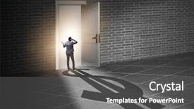  Presentation with moving news casting - Cool new slides with retirement exit - businessman casting shadow in dollar backdrop and a dark gray colored foreground