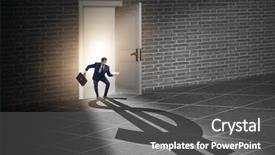  Presentation with shadow - Presentation theme with retirement exit - businessman casting shadow in dollar background and a dark gray colored foreground