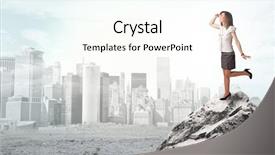  Presentation with architect - Slide set having carrier future - young architect looking to ruined background and a pink colored foreground