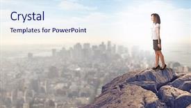  Presentation with person looking out in nature - Beautiful presentation design featuring carrier future - young business person looking backdrop and a  colored foreground