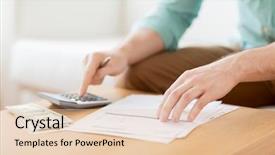  Presentation with money notes - PPT theme with income tax - savings finances economy and home background and a lemonade colored foreground