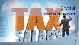  Presentation with income tax - Presentation design featuring income-tax-concept background and a light blue colored foreground