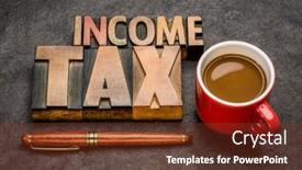  Presentation with income tax vintage - Beautiful slide deck featuring income-tax-financial-concept backdrop and a tawny brown colored foreground