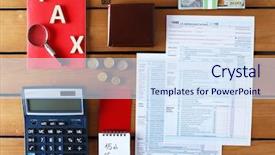  Presentation with income tax - Slides consisting of income tax return form 1040 background and a sky blue colored foreground