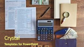  Presentation with income tax - PPT theme consisting of income tax return form 1040 background and a tawny brown colored foreground