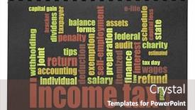  Presentation with income tax - Presentation enhanced with income-tax-word-cloud background and a tawny brown colored foreground