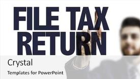  Presentation with text file - Cool new slides with taxable income - business man pointing the text backdrop and a white colored foreground