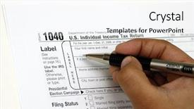  Presentation with filing return - Audience pleasing slide deck consisting of treasury services - filing a tax return pen backdrop and a white colored foreground