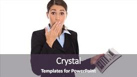  Presentation with calculator - Theme featuring incoming outgoing - shocked isolated businesswoman looking frustrated background and a tawny brown colored foreground