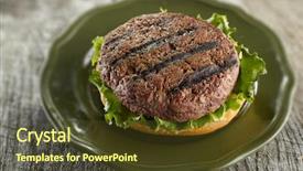  Presentation with teal design music note - Audience pleasing PPT layouts consisting of incomplete burger patty awaiting toppings backdrop and a tawny brown colored foreground