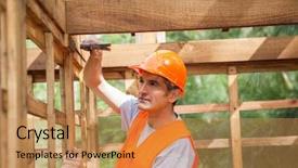  Presentation with construction site construction - Amazing presentation theme having incomplete details - male construction worker hammering nail backdrop and a  colored foreground