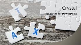  Presentation with puzzle pieces - Audience pleasing theme consisting of incomplete details - tax concept white jigsaw puzzle backdrop and a  colored foreground