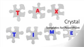  Presentation with puzzle pieces - PPT layouts with incomplete details - tax concept white jigsaw puzzle background and a  colored foreground