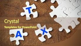  Presentation with puzzle pieces - Slide set enhanced with incomplete details - tax concept white jigsaw puzzle background and a  colored foreground