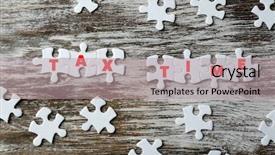  Presentation with puzzle pieces - Slides featuring incomplete details - tax concept white jigsaw puzzle background and a  colored foreground