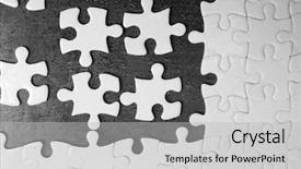  Presentation with falling jigsaw pieces - Slides having incomplete details - unconnected white jigsaw puzzle background and a light gray colored foreground
