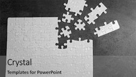  Presentation with falling jigsaw pieces - PPT theme consisting of incomplete details - unconnected white jigsaw puzzle background and a light gray colored foreground