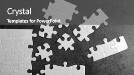  Presentation with puzzle pieces - Presentation theme enhanced with incomplete details - unconnected white jigsaw puzzle background and a dark gray colored foreground