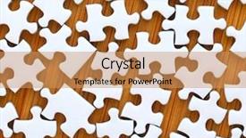  Presentation with flowers on white wooden - Presentation design featuring incomplete details - white jigsaw puzzle on wooden background and a coral colored foreground