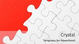  Presentation with red puzzle - Slide set enhanced with incomplete puzzle in red color background and a  colored foreground