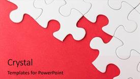  Presentation with red puzzle - Colorful presentation theme enhanced with incomplete puzzle over red background backdrop and a red colored foreground