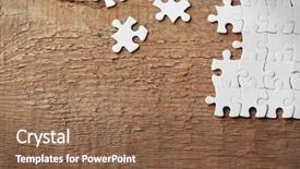  Presentation with wooden board empty table top - Theme with incomplete puzzles on wooden table background and a tawny brown colored foreground