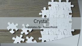  Presentation with wooden board empty table top - Amazing slides having incomplete puzzles on wooden table backdrop and a  colored foreground
