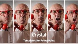  Presentation with young man on the phone - Amazing slides having incomprehension - angry man answering the phone backdrop and a violet colored foreground