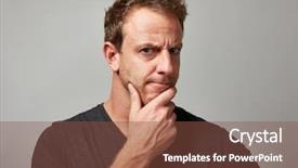  Presentation with camera - Slide deck enhanced with incomprehension - man looking camera background and a tawny brown colored foreground