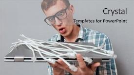  Presentation with kelani cables - Audience pleasing slide deck consisting of inconsistent - young hipster in glasses backdrop and a light gray colored foreground