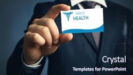  Presentation with urology - PPT layouts having incontinence - businessman holding business card close background and a navy blue colored foreground