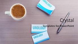  Presentation with workplace - PPT theme featuring incontinence - urologist workplace in office close background and a light gray colored foreground